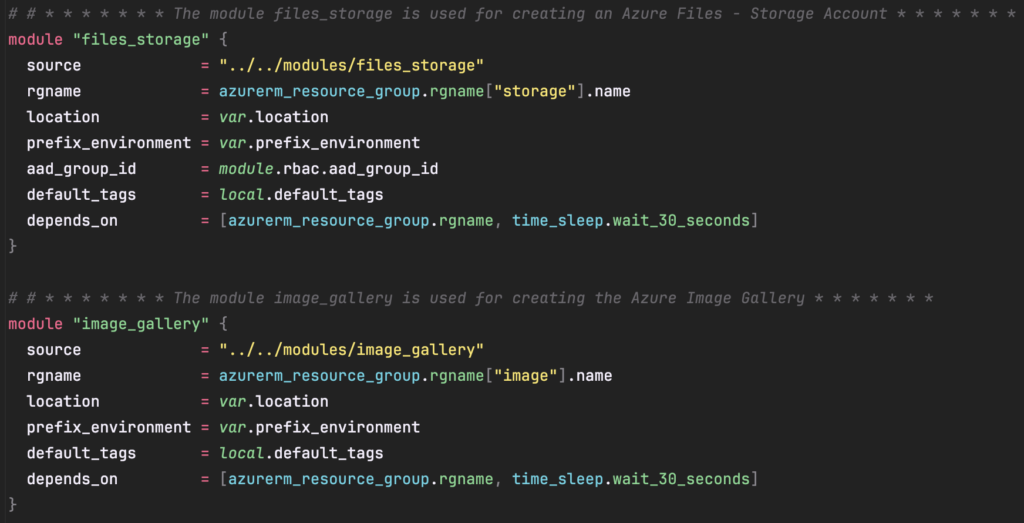 Die locals und entsprechenden Tags übergebe ich anschließend im Root Modul meines Deployments, siehe default_tags = local.default.tags