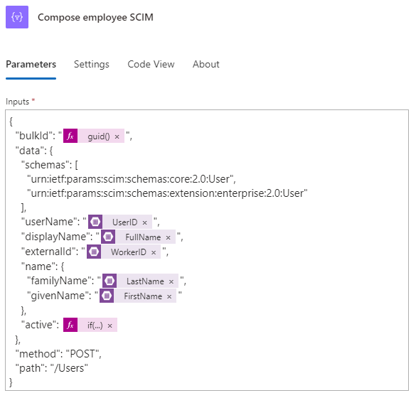 Figure 10: Compose employee SCIM. 