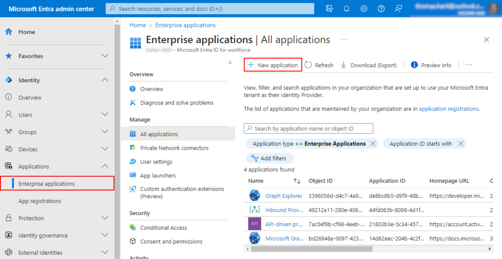 Figure 3: Add an Enterprise application. 