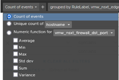 Konfiguracja wykresu zliczającego ilość zdarzeń na podstawie logów – ARIA OPERATIONS FOR LOGS